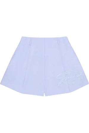 Givenchy Shorts, Dame, Blå, S, Læder, Broderet Logo Shorts