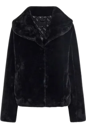 Guess Jakke, Dame, Sort, M, Faux Fur, Faux Fur Shearling Jakke