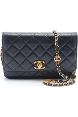 CHANEL Pre-owned, Dame, Sort, ONE SIZE, Uld, Pre-owned Laeder crossbody-tasker