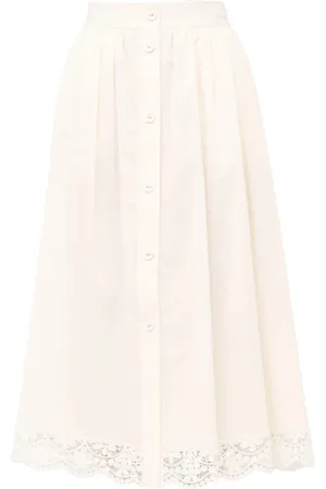 Twin-Set Nederdel, Dame, Hvid, XS, Bomuld, Hvid Bomuld Blonder Nederdel