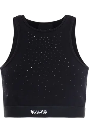 DISCLAIMER Top, Dame, Sort, L, Tyl, Urban Style Rhinestone Tank Top