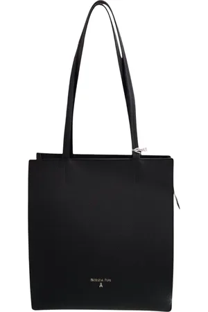 Patrizia Pepe Taske, Dame, Sort, ONE SIZE, Uld, Sort Læder Shopper Taske med Guld Lynlås