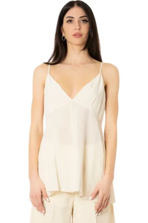 LIVIANA CONTI Top, Dame, , S, Uld, Silke V-hals top i elfenben