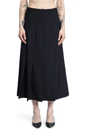 STUDIO NICHOLSON Nederdel, Dame, Sort, XS, Uld, Sort Plisseret Asymmetrisk Uld Nederdel