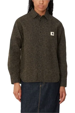 Carhartt Bluser & Skjorter, Dame, Brun, XS, Bomuld, Camo Leo Skjorte Grøn Brun