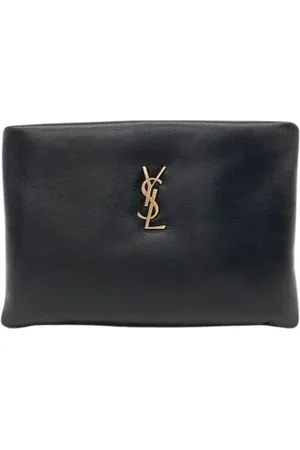 Saint Laurent Pre-owned, Dame, Sort, ONE SIZE, Tyl, Pre-owned Laeder pouches