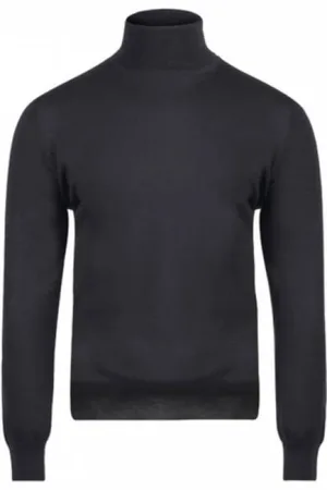 Gran Sasso Strik, Herre, Sort, 3XL, Uld, Merinould Sweater