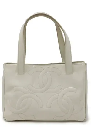 CHANEL Pre-owned, Dame, Hvid, ONE SIZE, Tyl, Pre-owned Laeder chanel-tasker