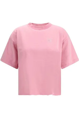 Balenciaga Top, Dame, Lyserød, M, Bomuld, Glitter Monogram Cropped Tee