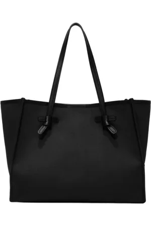 Gianni chiarini Taske, Dame, Sort, ONE SIZE, Læder, Canvas Håndtaske med Læderkanter