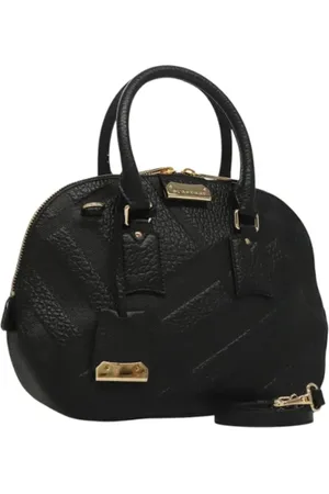Burberry Pre-owned, Dame, Sort, ONE SIZE, Uld, Pre-owned Laeder hndtasker