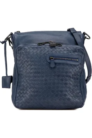 Bottega Veneta Pre-owned, Dame, Blå, ONE SIZE, Uld, Pre-owned Laeder crossbody-tasker
