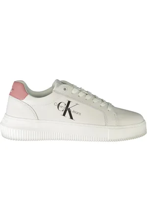 Calvin Klein Sko, Dame, Hvid, 41 EU, Polyester, Sporty hvide sneakers med kontrastdetaljer