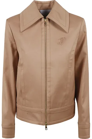 Patou Jakke, Dame, Brun, XS, Uld, Kort lynlås jakke