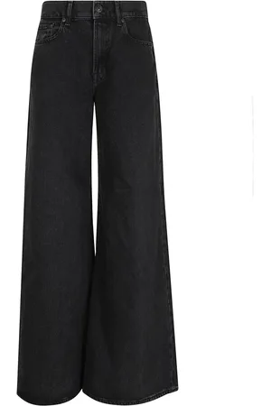 7 for all Mankind Jeans, Dame, Sort, W25, Bomuld, Sorte Brede Højtaljede Jeans