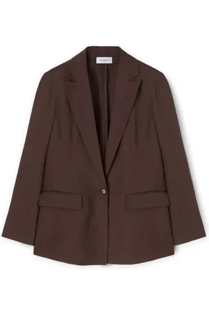 Motivi Jakke, Dame, Brun, XL, Bomuld, Enkeltbrystet blazer med martingal