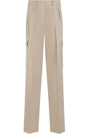 Sportmax Bukser, Dame, , 2XS, Bomuld, Elegant Cargo Bukser Nude & Neutrals