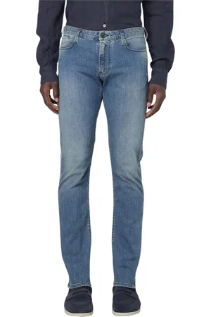 Emporio Armani Jeans, Herre, Blå, W32, Bomuld, Klassiske Mørkevask Jeans