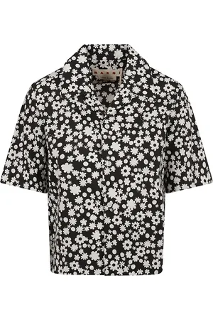 Marni Bluser & Skjorter, Dame, Sort, XS, Bomuld, Ærmeløs blomster Pop Fields skjorte