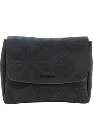Desigual Taske, Dame, Sort, ONE SIZE, Uld, Konvertibel Skuldertaske med Broderede Motiver