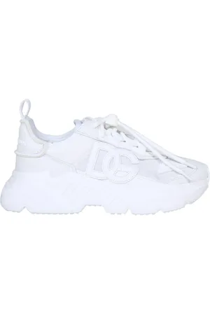 Dolce & Gabbana Sko, Dame, Hvid, 37 1/2 EU, Nylon, Hvide Nylon Ruskind Sneakers Snøring