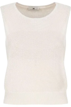 Elisabetta Franchi Top, Dame, , XS, Smør Strik Tank Top