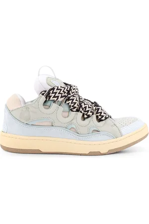 Lanvin Sko, Dame, Blå, 37 EU, Læder, Mesh Insert Læder Sneakers
