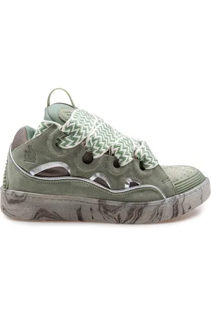 Lanvin Sko, Dame, Grøn, 37 EU, Læder, Grøn Læder- og Mesh Sneakers