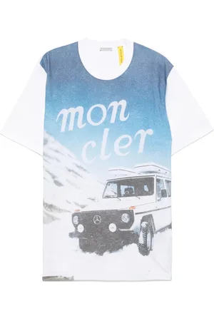 Moncler Top, Herre, Flerfarvet, M, Hvid Crew Neck Kortærmet T-shirt