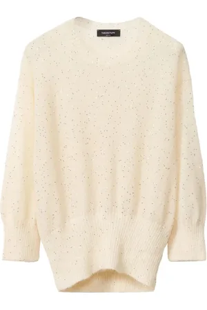 Fabiana Filippi Strik, Dame, Hvid, XS, Afslappet Jersey Top til Kvinder