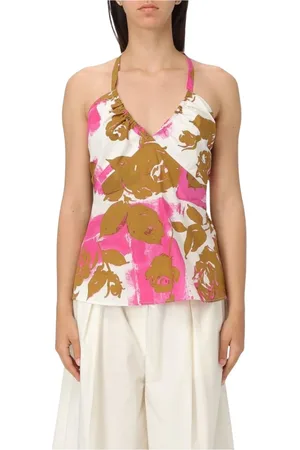Liu Jo Top, Dame, Flerfarvet, M, Bomuld, Elegant Ærmeløs Rynket Bluse