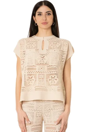 D.EXTERIOR Bluser & Skjorter, Dame, , S, Bomuld, Blonde Polo Top - Marmorfarve