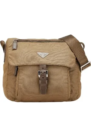 Prada Pre-owned, Dame, Brun, ONE SIZE, Uld, Pre-owned Canvas crossbody-tasker
