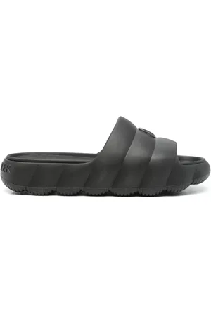 Moncler Sko, Dame, Sort, 38 EU, Sorte flade gummisandaler med logo