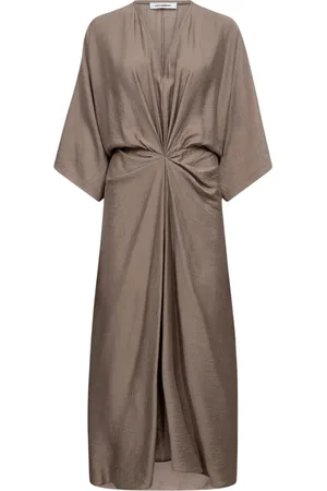 Co`Couture Kjole, Dame, Brun, XS, Uld, Elegant Knudekjole i valnød