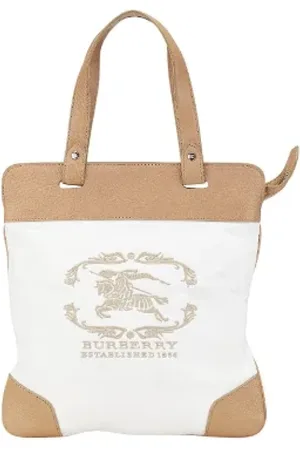 Burberry Pre-owned, Dame, Hvid, ONE SIZE, Tyl, Pre-owned Canvas totes