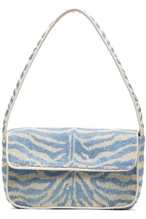 Staud Taske, Dame, Blå, ONE SIZE, Uld, Perle Zebra Mønster Skuldertaske