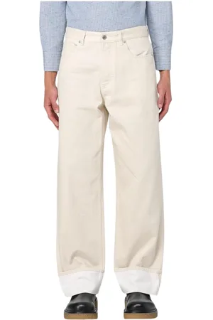 Bottega Veneta Jeans, Herre, Hvid, L, Denim, Luksus afslappede fit jeans