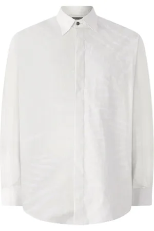 Roberto Cavalli Skjorte, Herre, Hvid, L, Silk Skjorte med Tiger Skin Print