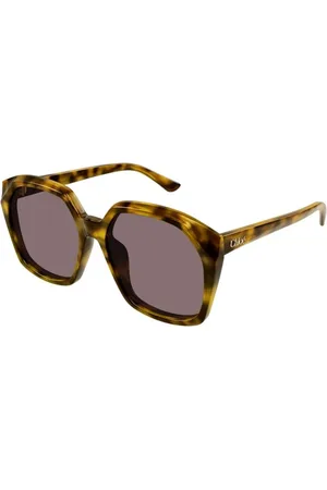 Chloé Tilbehør, unisex, Brun, 57 MM, Uld, Stilfulde Violet Solbriller med Havana Ramme