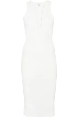 Elisabetta Franchi Kjole, Dame, Hvid, S, Elegant Bianco Kjole Ss25