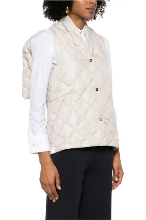Max Mara Jakke, Dame, Hvid, M, Uld, Hvid vest med diamantquiltning og lomme