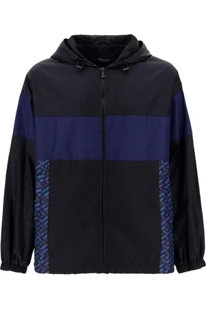 VERSACE Jakke, Herre, Blå, L, Uld, Blå Hættetrøje Vindjakke Aw23