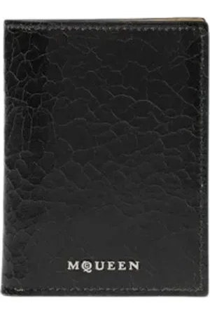 Alexander McQueen Tilbehør, Herre, Sort, ONE SIZE, Læder, Sort Læder Bifold Pung med Præget Detaljer