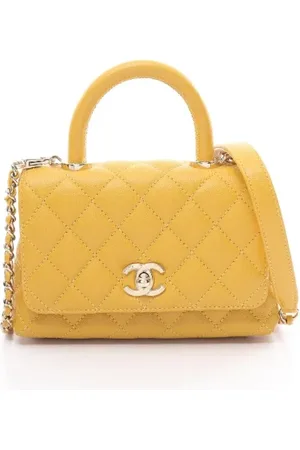 CHANEL Pre-owned, Dame, Gul, ONE SIZE, Uld, Pre-owned Laeder hndtasker