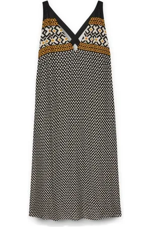 Fiorella rubino Kjole, Dame, Sort, 3XL, Lang kjole med tribal print