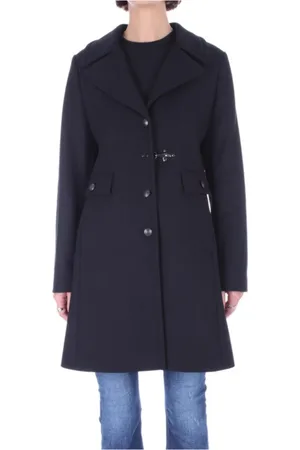 FAY Frakke, Dame, Blå, XL, Uld, Sort Uldfrakke Aw23