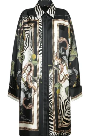 Roberto Cavalli Kjole, Dame, Sort, S, Uld, Sort Silkeskjorte Chic Stil
