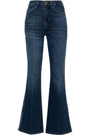 Frame Jeans, Dame, Blå, W24, Bomuld, Le Easy Flare Side Slit Jeans
