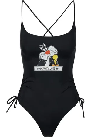 Iceberg Badetøj, Dame, Sort, L, Uld, Sort heldragt med Looney Tunes print på brystet